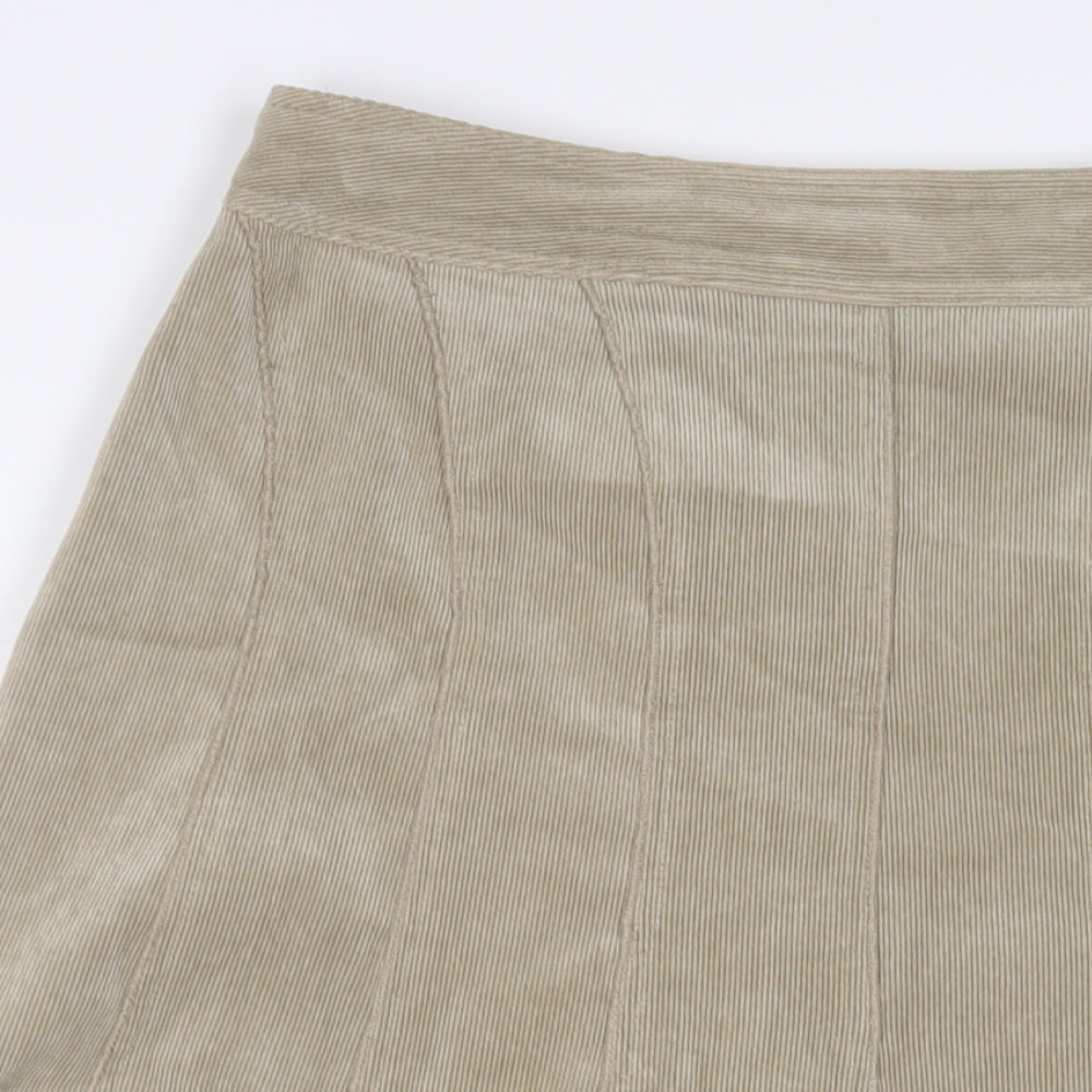 Viyella Womens Beige Polyester A-Line Skirt Size 12 Zip