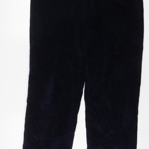 Blue Harbour Mens Blue Cotton Trousers Size 36 in L29 in Regular Zip - Short Leg