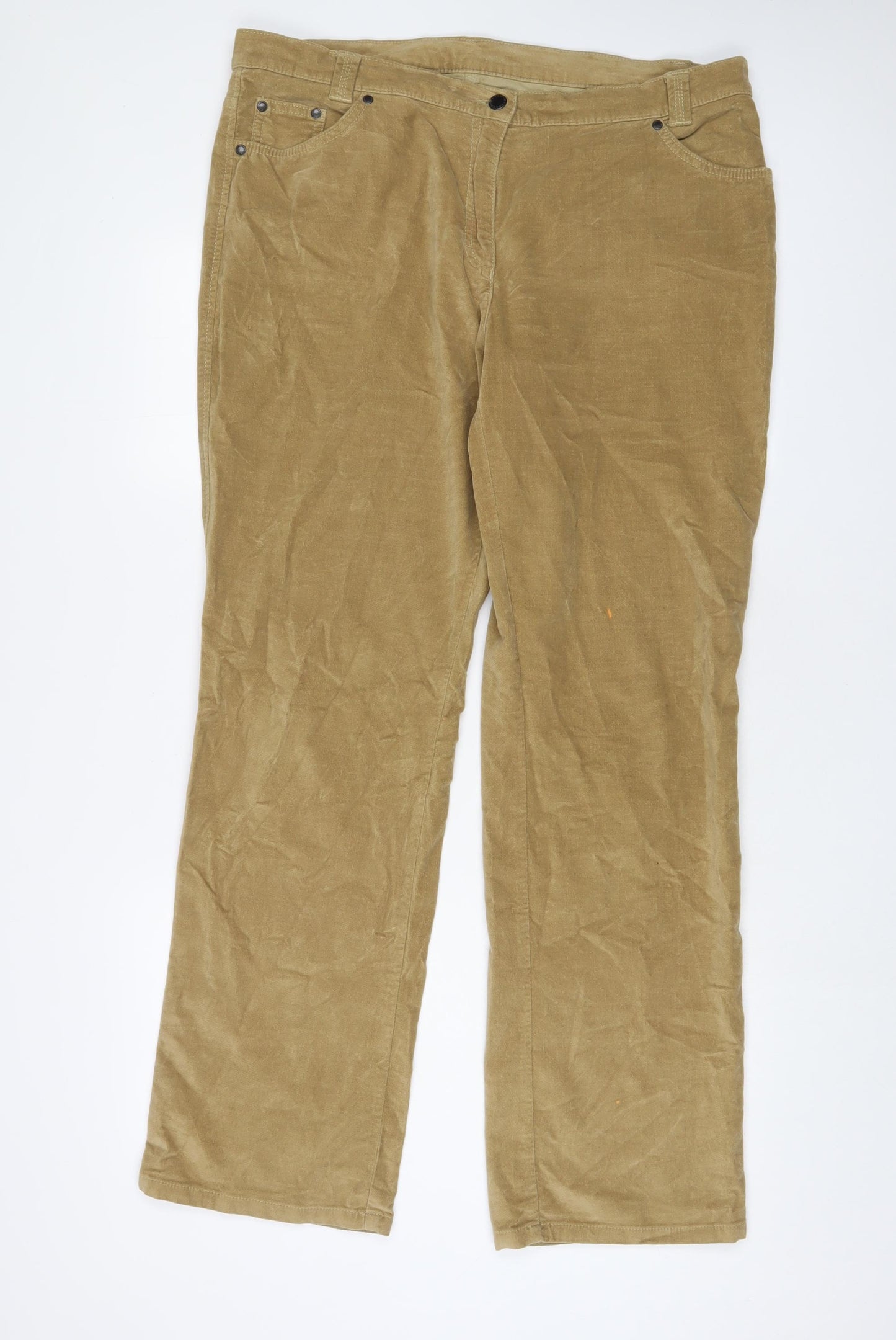 Barbour Womens Beige Cotton Trousers Size 18 L32 in Regular Zip