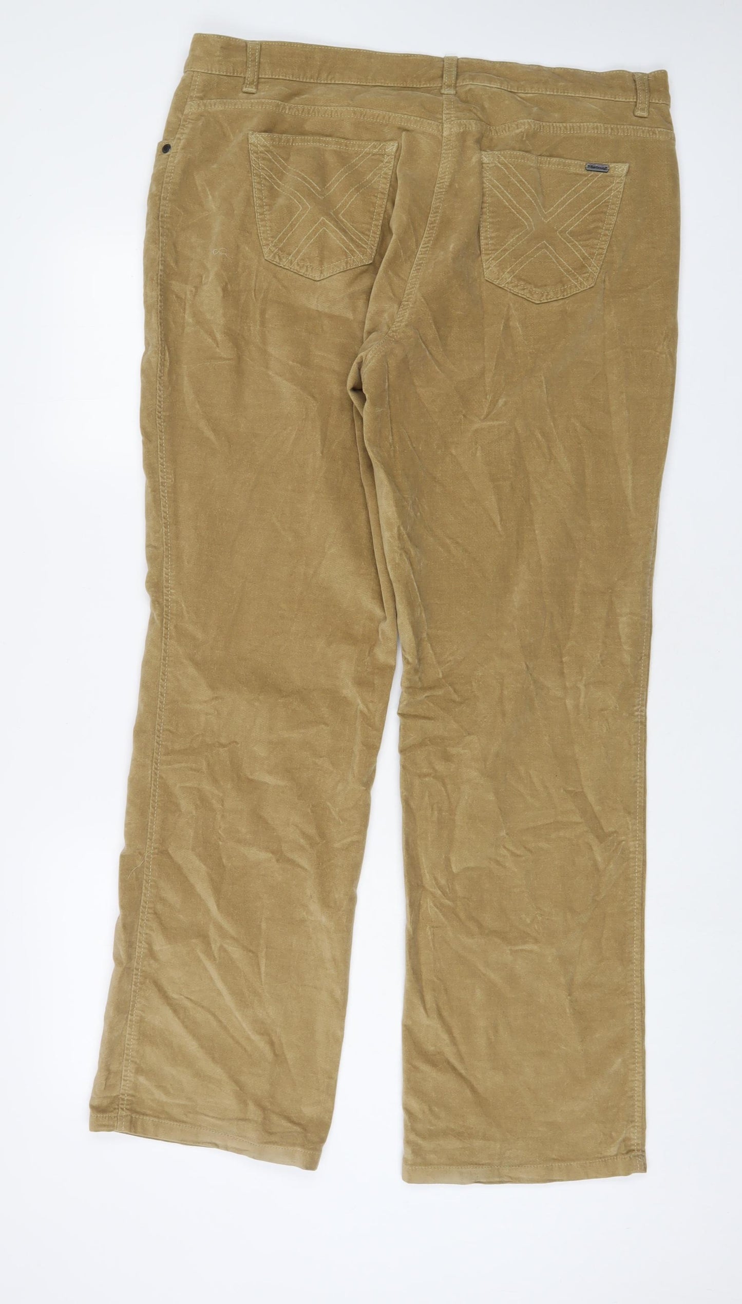 Barbour Womens Beige Cotton Trousers Size 18 L32 in Regular Zip