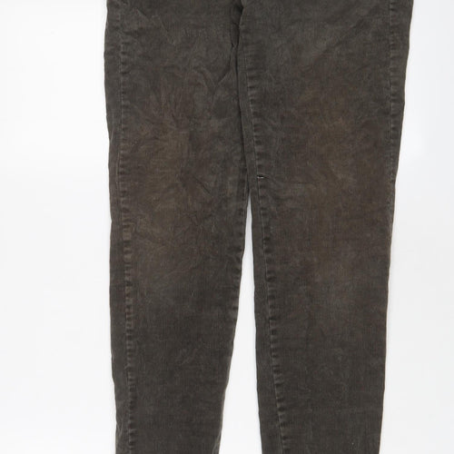 Mango Womens Brown Cotton Trousers Size 14 L31 in Regular Zip