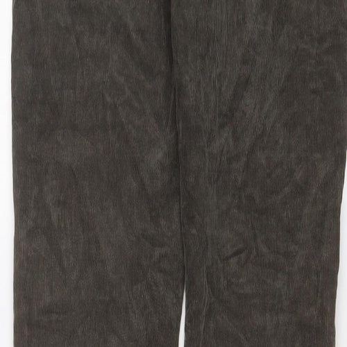 Mango Womens Brown Cotton Trousers Size 14 L31 in Regular Zip