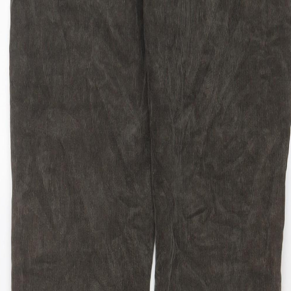 Mango Womens Brown Cotton Trousers Size 14 L31 in Regular Zip