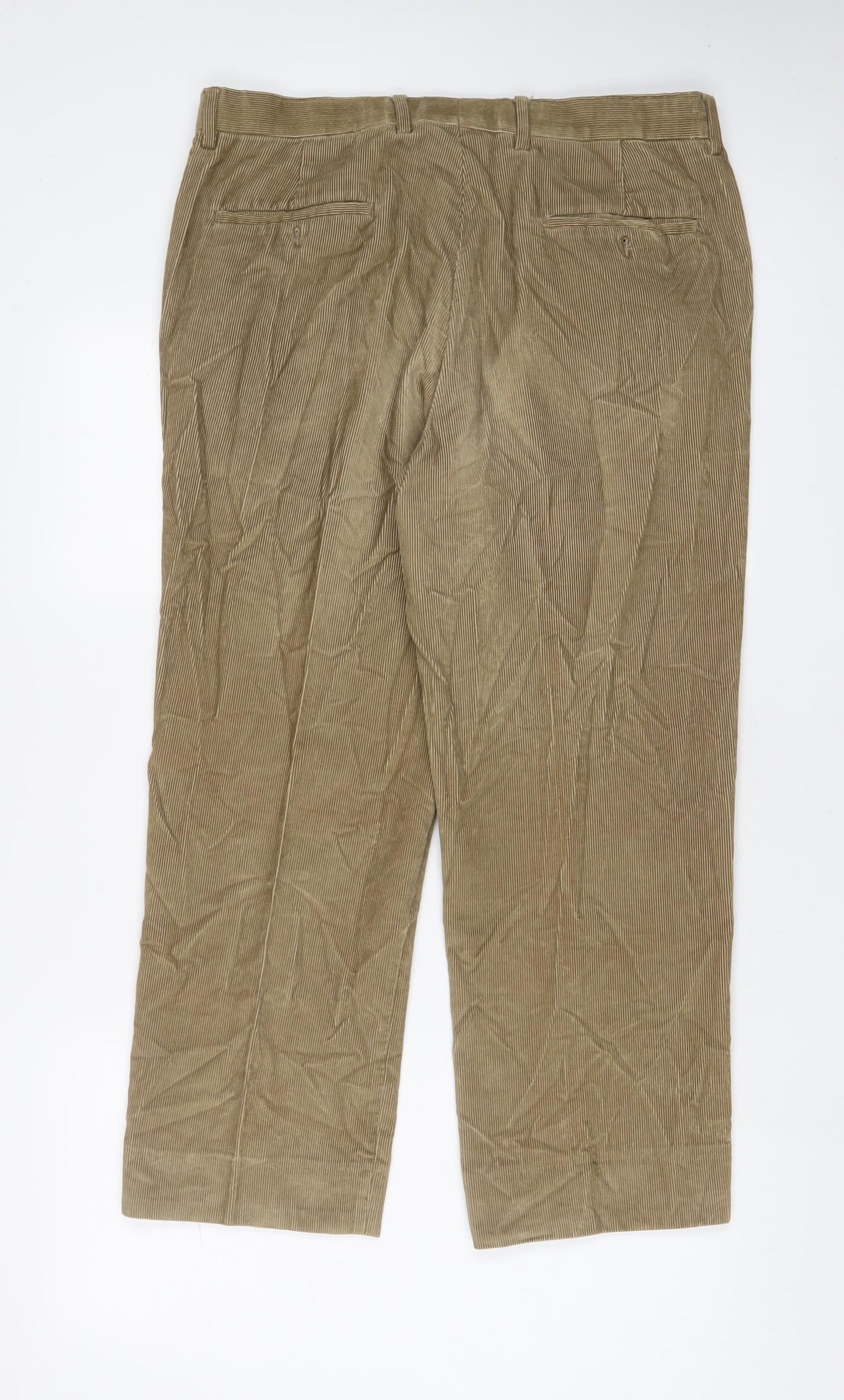 Austin Reed Mens Brown Cotton Trousers Size 34 in L27 in Regular Zip - Short Leg