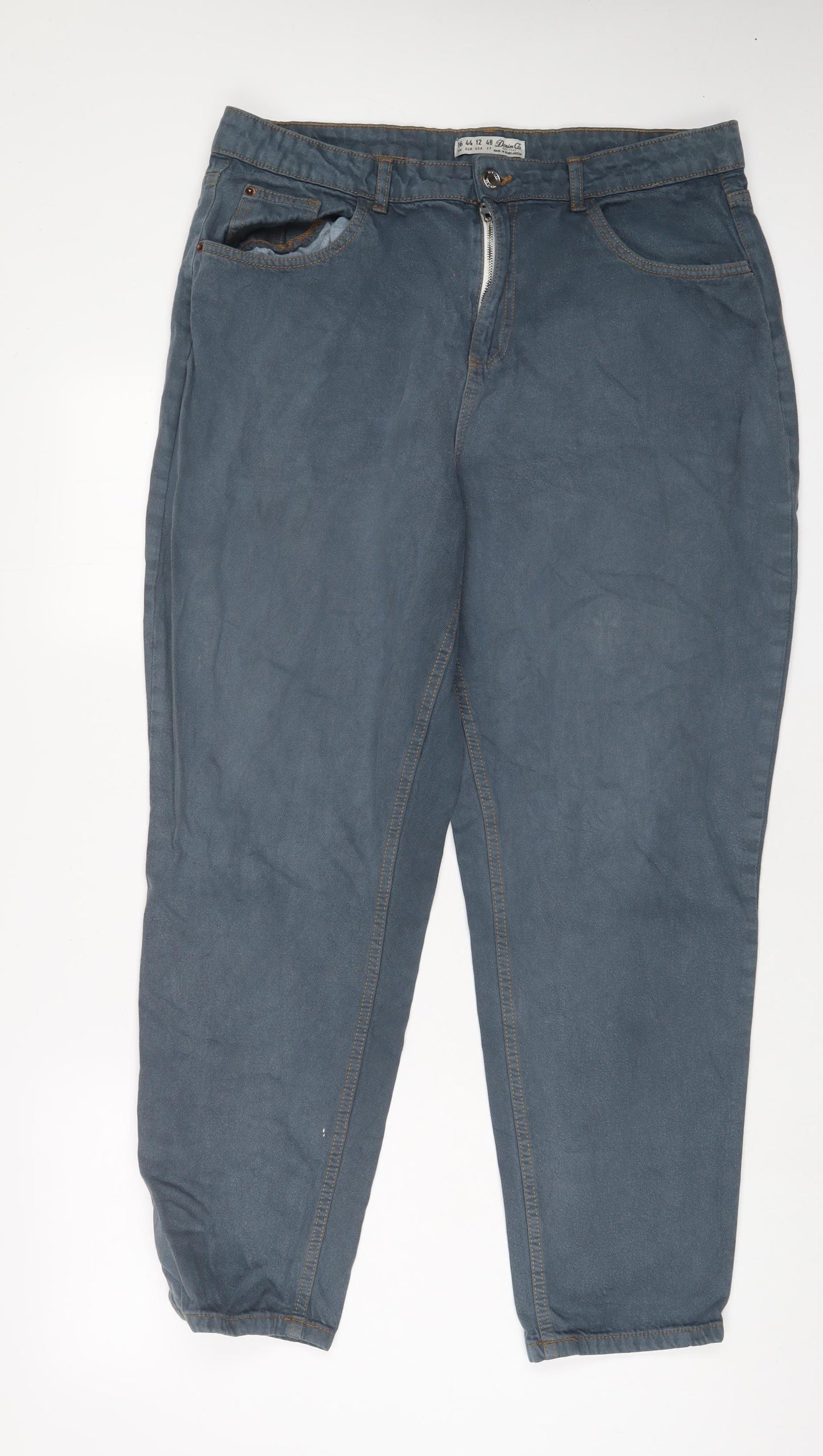 Denim & Co. Womens Blue Cotton Tapered Jeans Size 16 L29 in Regular Zip