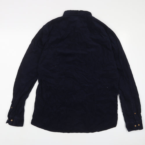 NEXT Mens Blue Cotton Button-Up Size L Collared Button