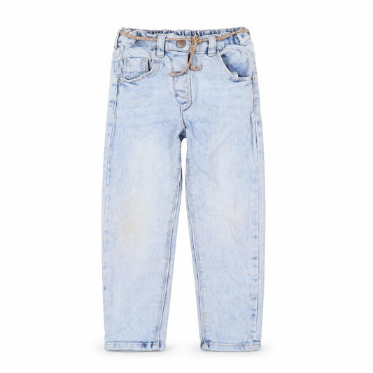 NEXT Girls Blue Cotton Straight Jeans Size 3-4 Years Regular Zip - Belted