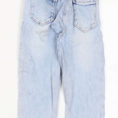 NEXT Girls Blue Cotton Straight Jeans Size 3-4 Years Regular Zip - Belted
