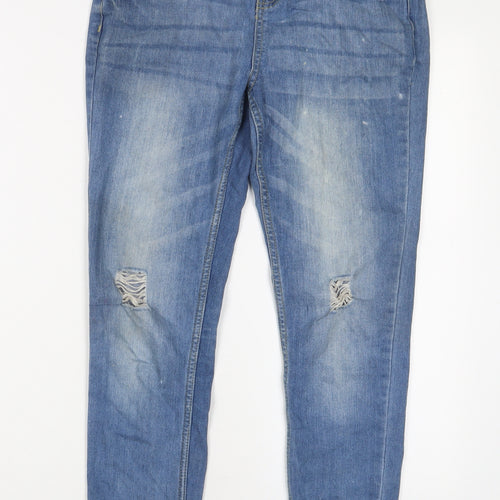 Denim & Co. Girls Blue Cotton Skinny Jeans Size 11-12 Years L26 in Regular Zip