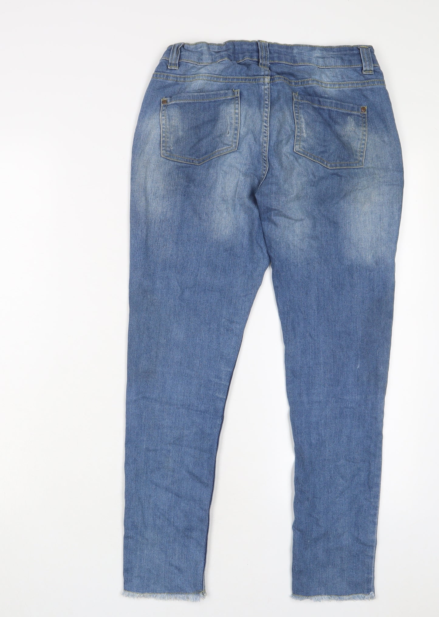 Denim & Co. Girls Blue Cotton Skinny Jeans Size 11-12 Years L26 in Regular Zip