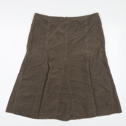 Wallis Womens Brown Cotton A-Line Skirt Size 14 Zip