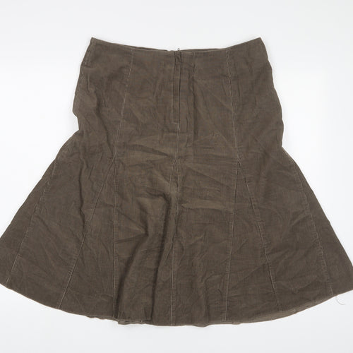Wallis Womens Brown Cotton A-Line Skirt Size 14 Zip