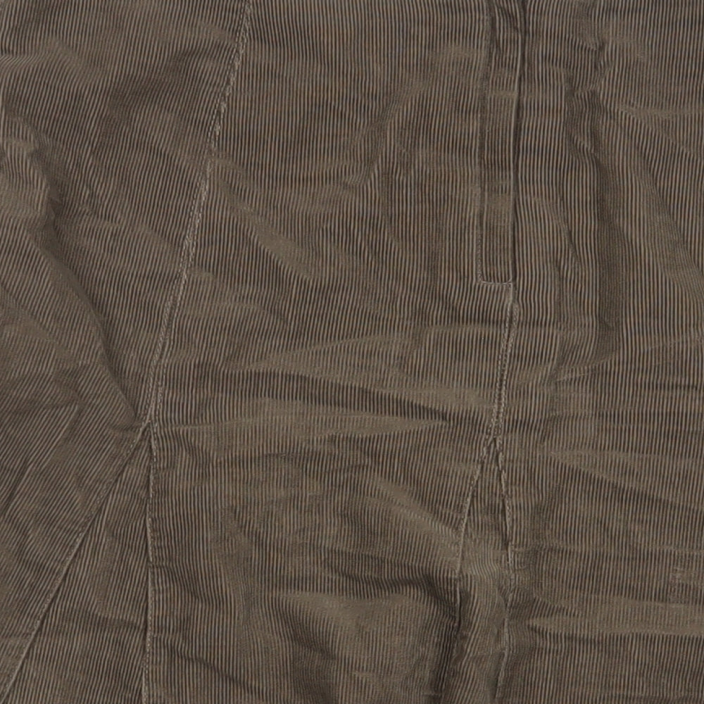 Wallis Womens Brown Cotton A-Line Skirt Size 14 Zip