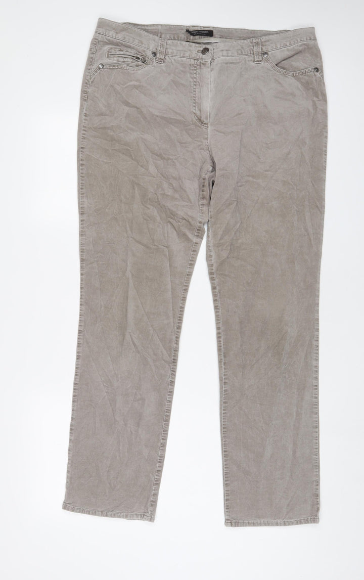 Gerry Weber Womens Grey Cotton Trousers Size 36 L31 in Regular Zip