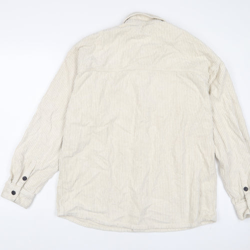 BDG Mens Ivory Cotton Button-Up Size S Collared Button