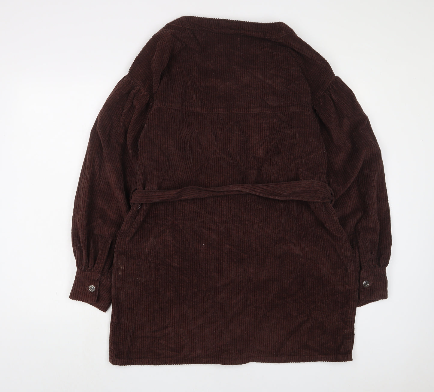 ASOS Womens Brown Cotton Sheath Size 10 V-Neck Button - Belted