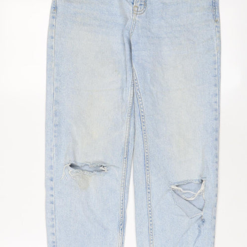 Pull&Bear Womens Blue Cotton Straight Jeans Size 6 L24 in Regular Zip