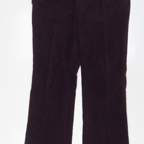 Tiger Womens Purple Cotton Trousers Size 34 L29 in Regular Zip - Short Leg