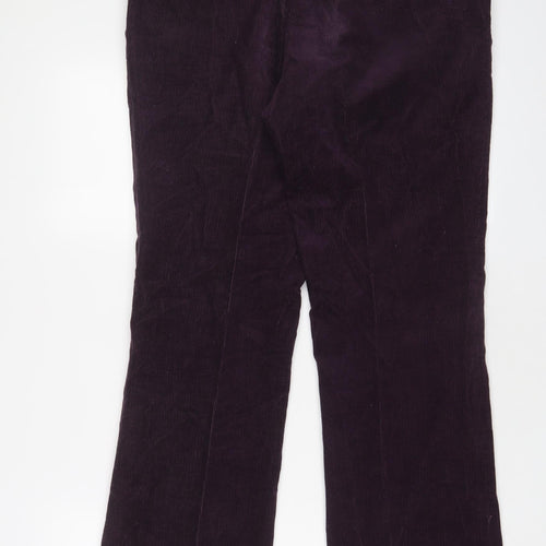 Tiger Womens Purple Cotton Trousers Size 34 L29 in Regular Zip - Short Leg
