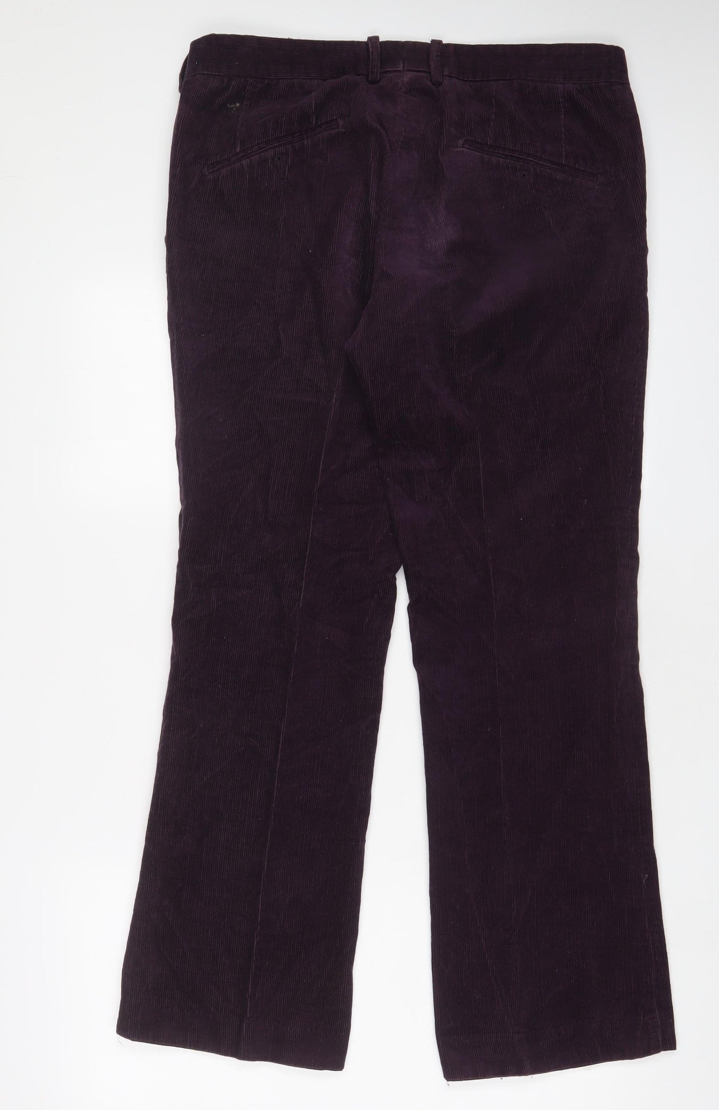 Tiger Womens Purple Cotton Trousers Size 34 L29 in Regular Zip - Short Leg