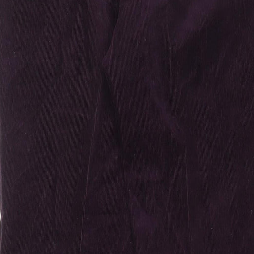 Tiger Womens Purple Cotton Trousers Size 34 L29 in Regular Zip - Short Leg