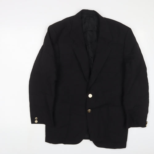 VARTEKS Mens Black Wool Jacket Suit Jacket Size 40 Regular