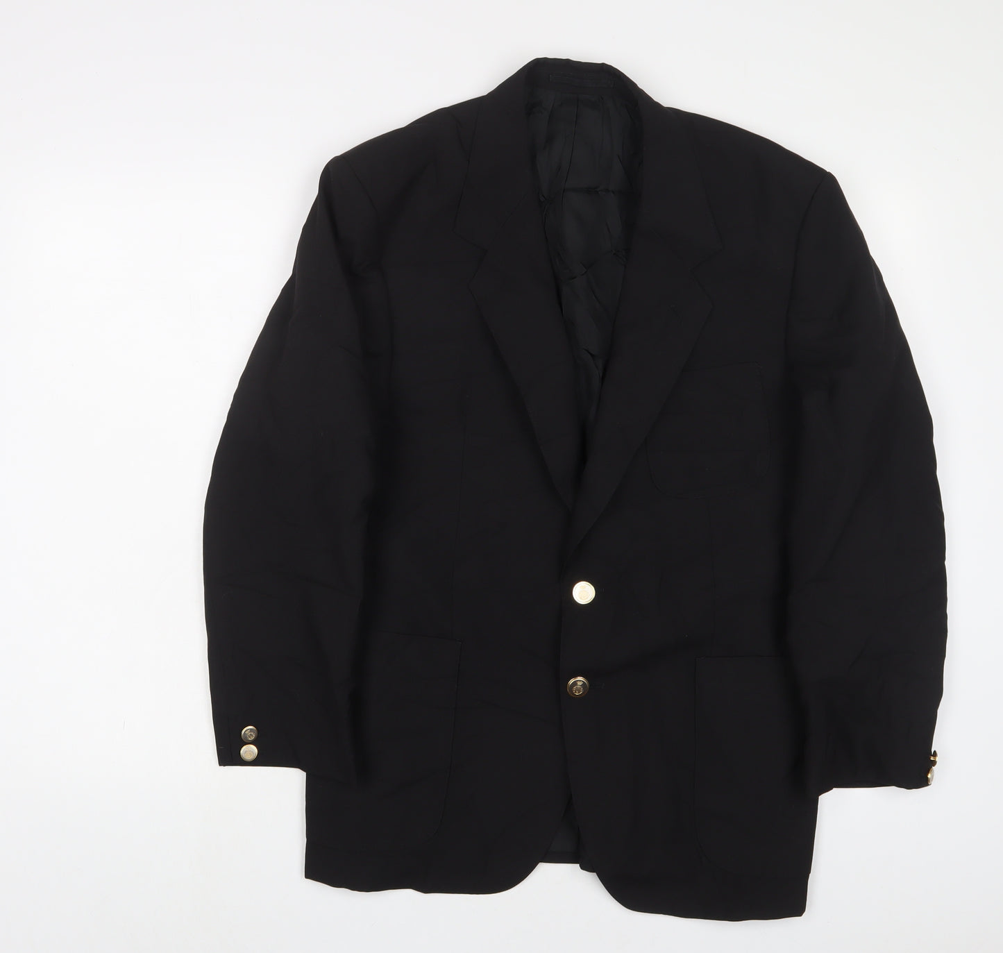 VARTEKS Mens Black Wool Jacket Suit Jacket Size 40 Regular