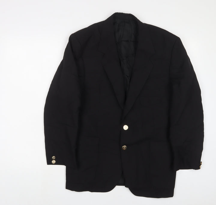 VARTEKS Mens Black Wool Jacket Suit Jacket Size 40 Regular