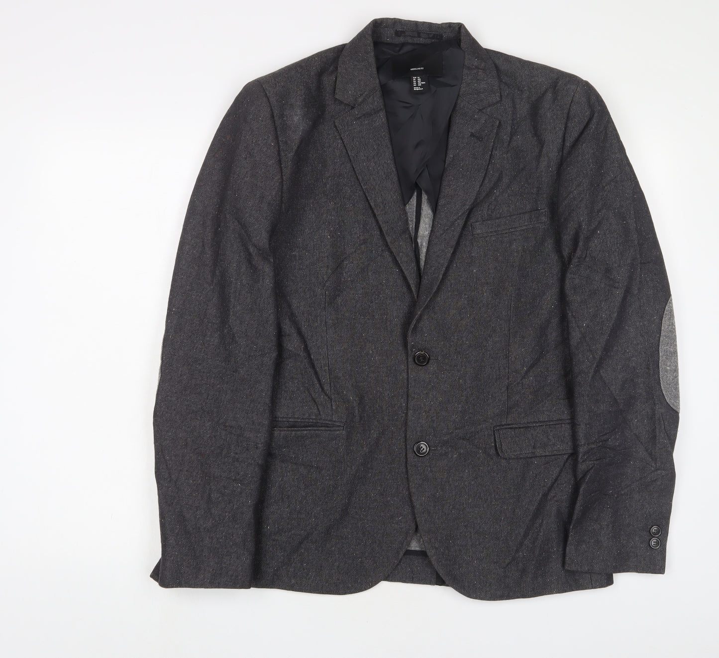 H&M Mens Grey Polyester Jacket Suit Jacket Size 40 Regular