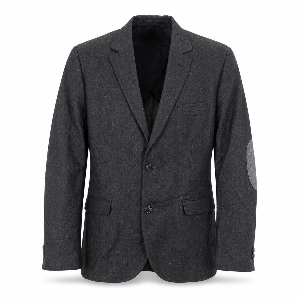 Front view of H&M men’s grey polyester jacket suit jacket, size 40, regular