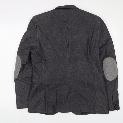 H&M Mens Grey Polyester Jacket Suit Jacket Size 40 Regular