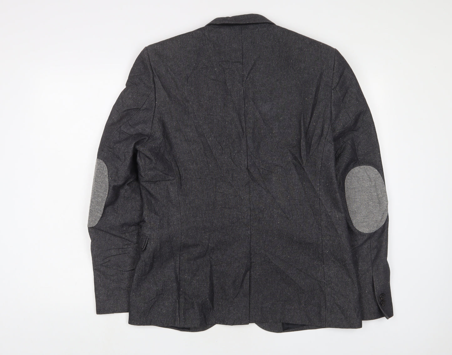 H&M Mens Grey Polyester Jacket Suit Jacket Size 40 Regular