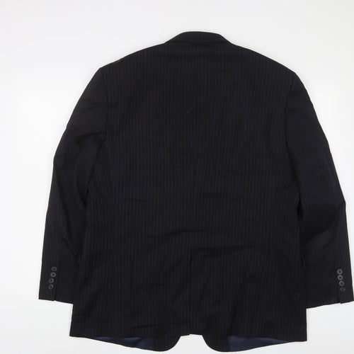 Marks and Spencer Mens Black Striped Polyester Jacket Suit Jacket Size 40 Regular