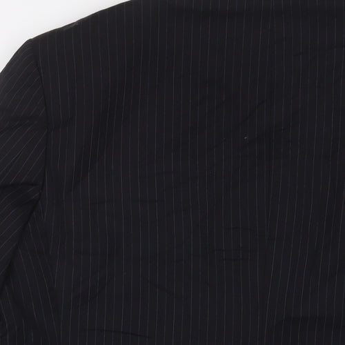 Marks and Spencer Mens Black Striped Polyester Jacket Suit Jacket Size 40 Regular