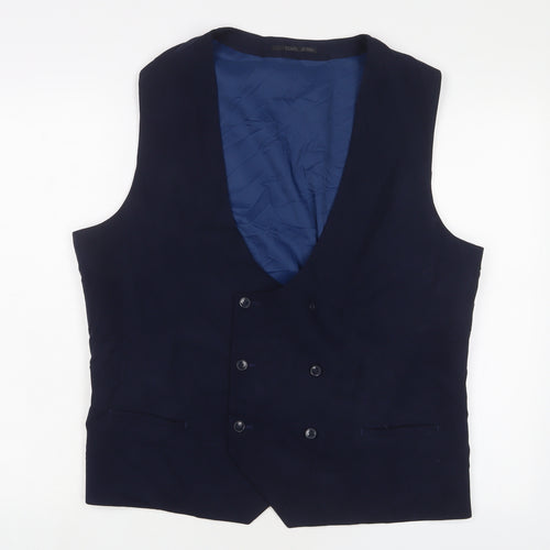 OneSixFive Mens Blue Polyester Jacket Suit Waistcoat Size 46 Regular