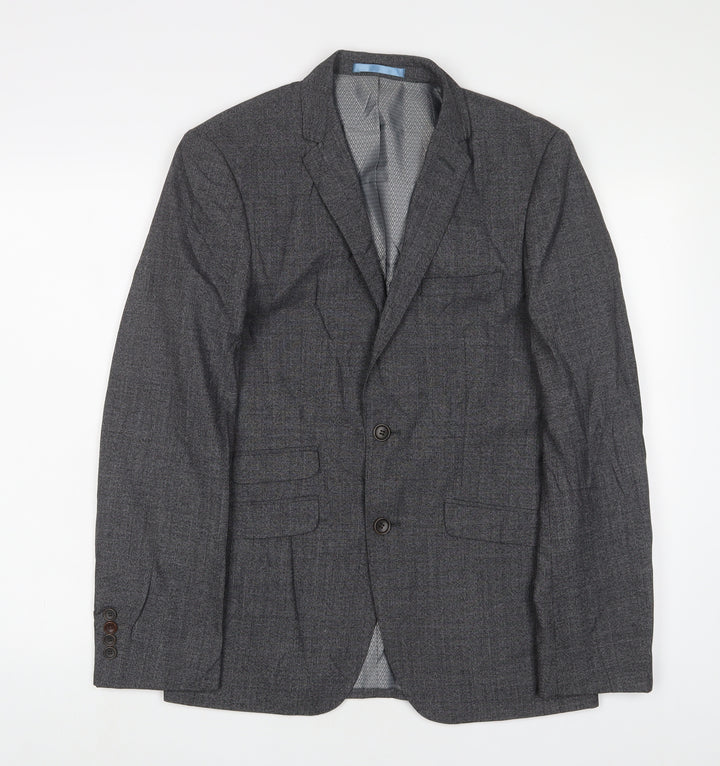 Burton Mens Grey Wool Jacket Suit Jacket Size 36 Regular
