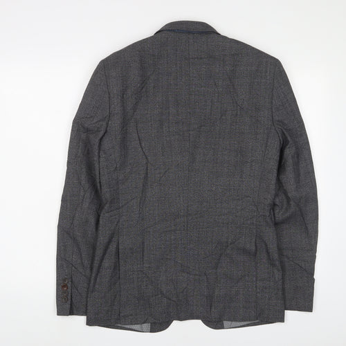 Burton Mens Grey Wool Jacket Suit Jacket Size 36 Regular