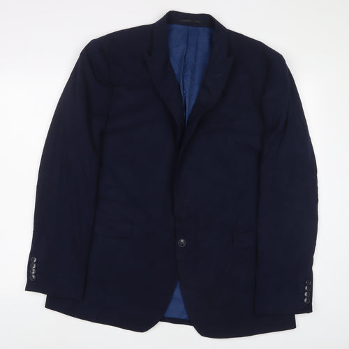 OneSixFive Mens Blue Polyester Jacket Suit Jacket Size 46 Regular