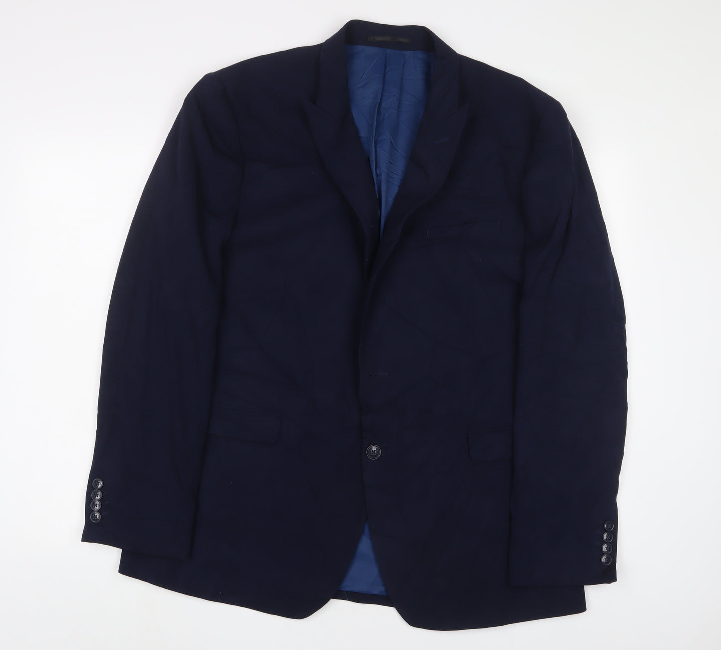 OneSixFive Mens Blue Polyester Jacket Suit Jacket Size 46 Regular