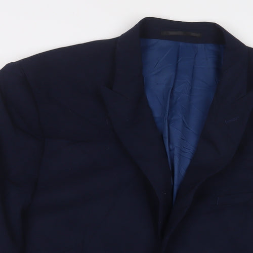 OneSixFive Mens Blue Polyester Jacket Suit Jacket Size 46 Regular