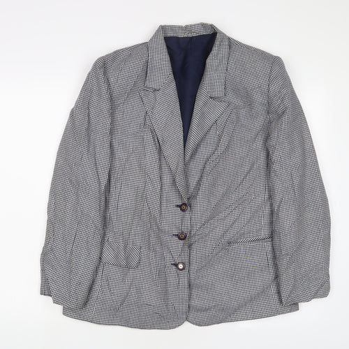 Julius Womens Blue Herringbone Jacket Blazer Size 16 Button