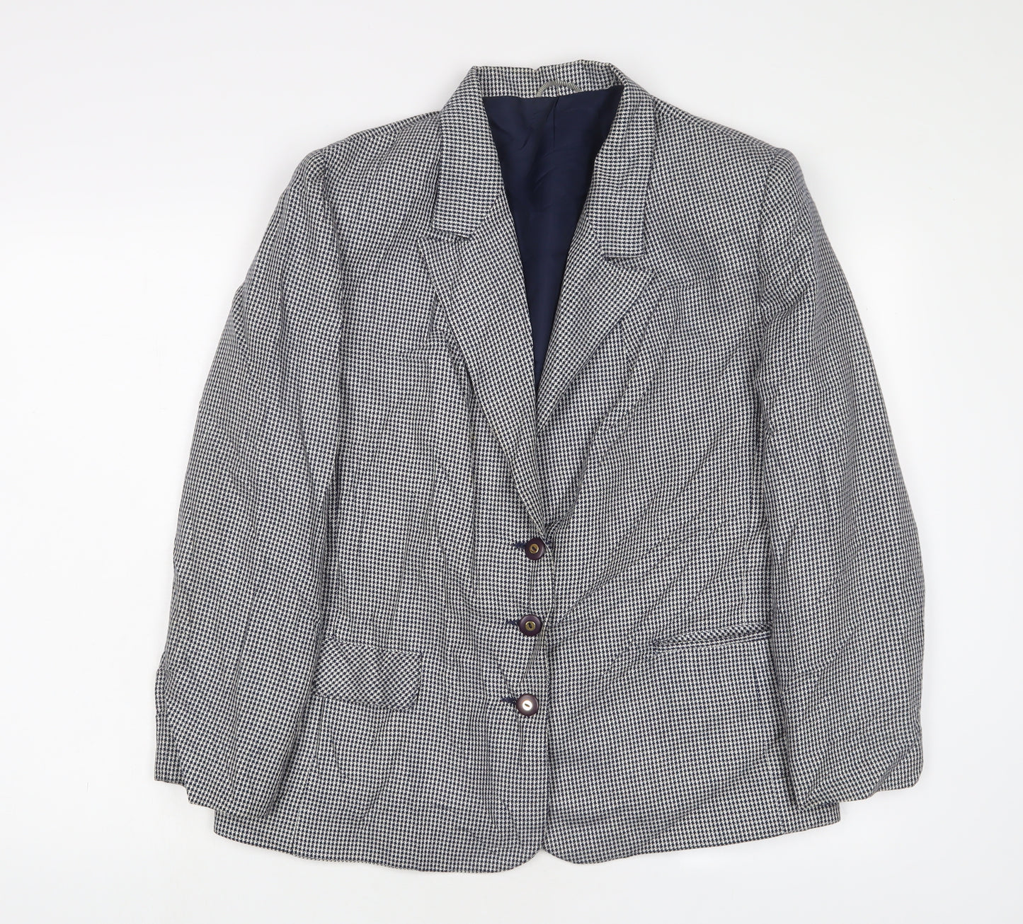 Julius Womens Blue Herringbone Jacket Blazer Size 16 Button