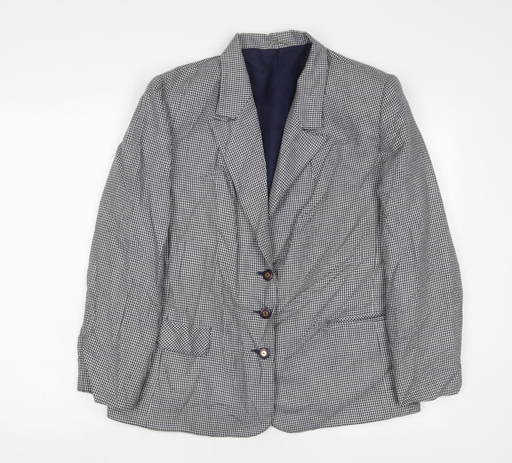 Julius Womens Blue Herringbone Jacket Blazer Size 16 Button