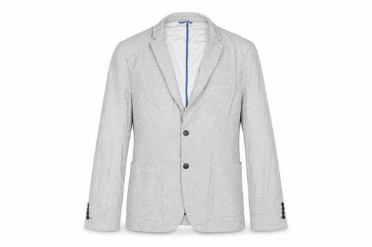 Front view of Next men’s grey viscose jacket suit jacket, size 48, regular