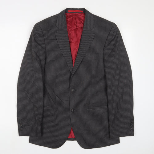 Marks and Spencer Mens Grey Striped Wool Jacket Suit Jacket Size 36 Regular