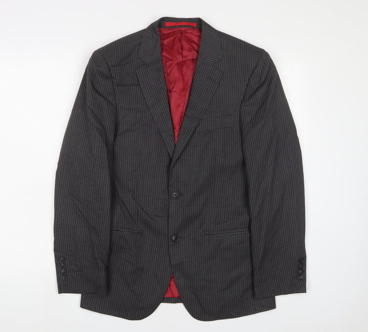 Marks and Spencer Mens Grey Striped Wool Jacket Suit Jacket Size 36 Regular