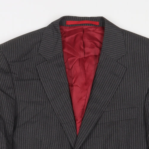 Marks and Spencer Mens Grey Striped Wool Jacket Suit Jacket Size 36 Regular