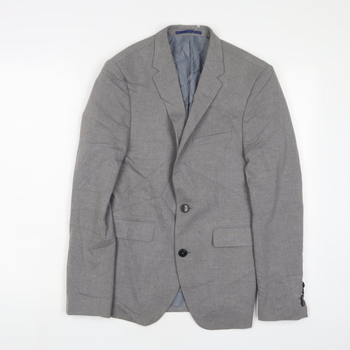 Burton Mens Grey Polyester Jacket Suit Jacket Size 34 Regular