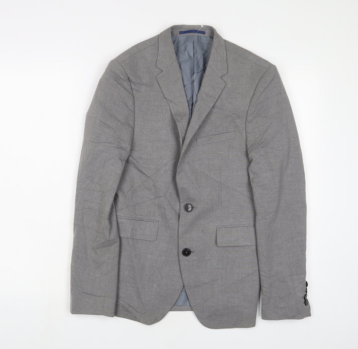 Burton Mens Grey Polyester Jacket Suit Jacket Size 34 Regular