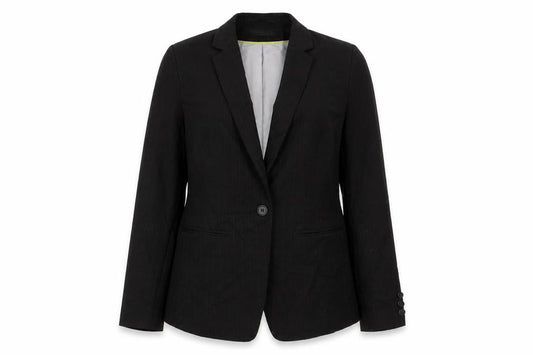 Front view of Next women’s black jacket blazer, size UK 14, button